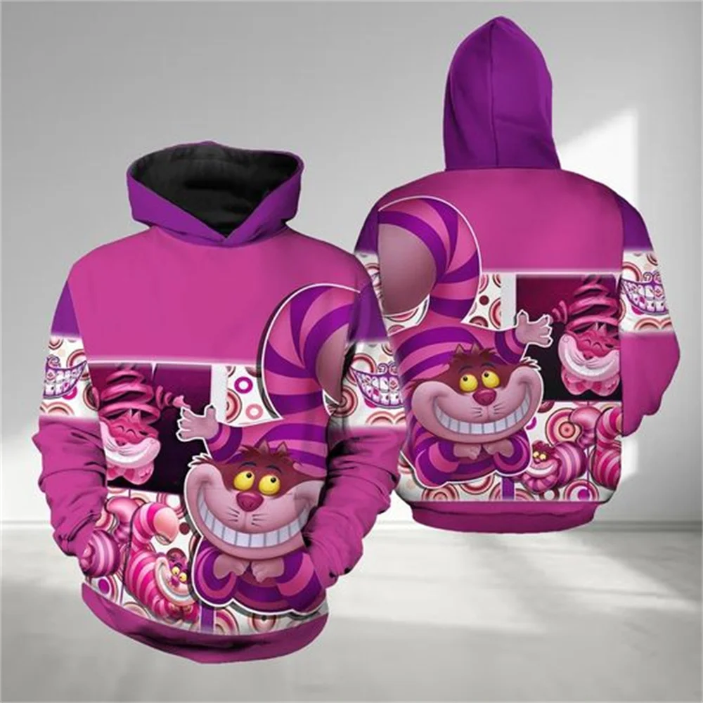 Cheshire Cat all-over print 3D hoodie, Alice in Wonderland Halloween cosplay shirt, cat Halloween costume sweatshirt