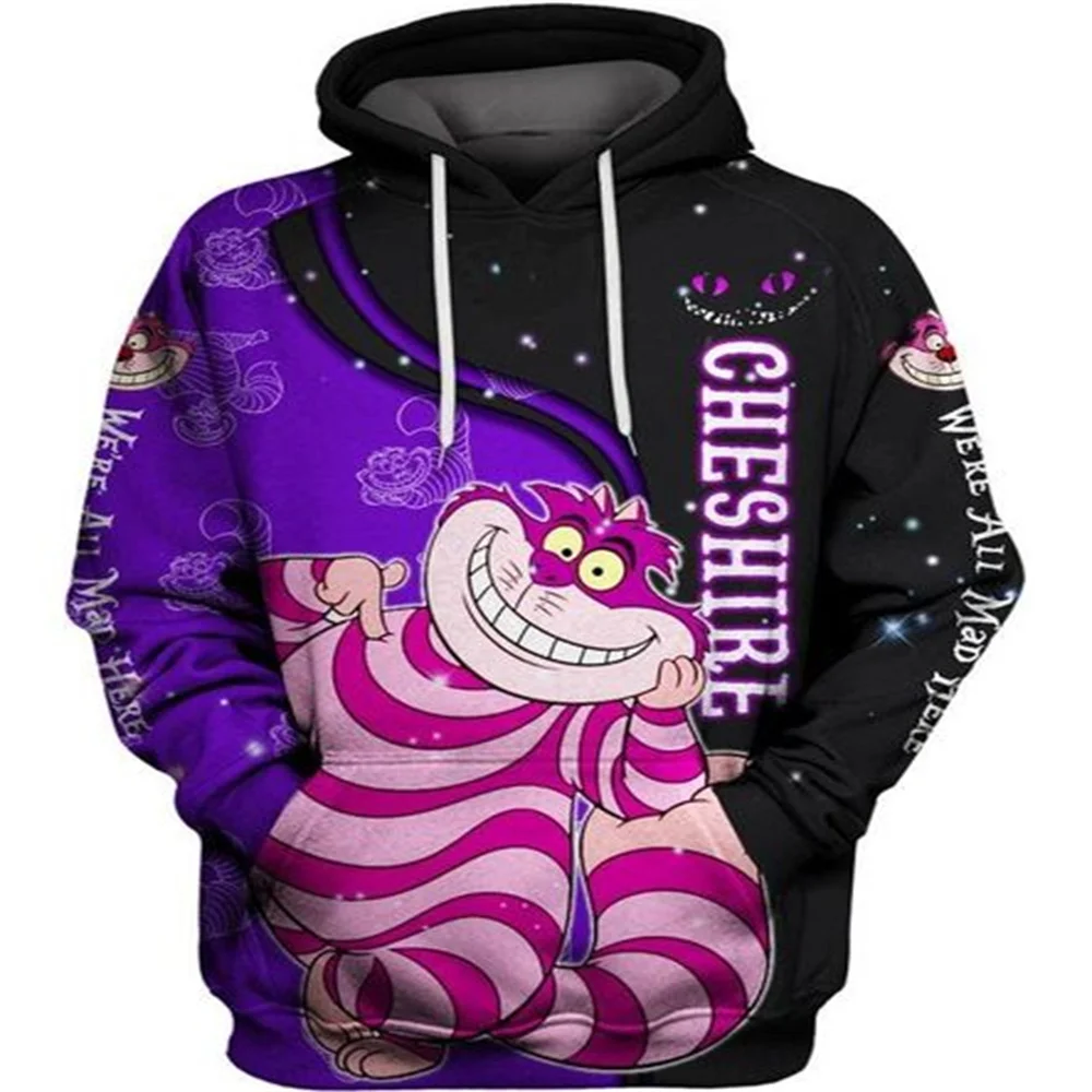 Cheshire Cat all-over print 3D hoodie, Alice in Wonderland Halloween cosplay shirt, cat Halloween costume sweatshirt