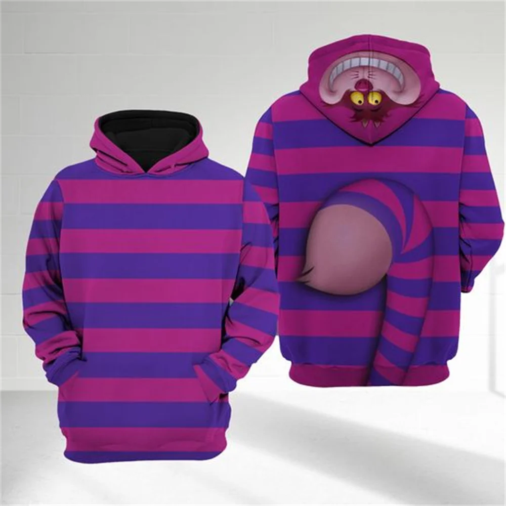 Cheshire Cat all-over print 3D hoodie, Alice in Wonderland Halloween cosplay shirt, cat Halloween costume sweatshirt
