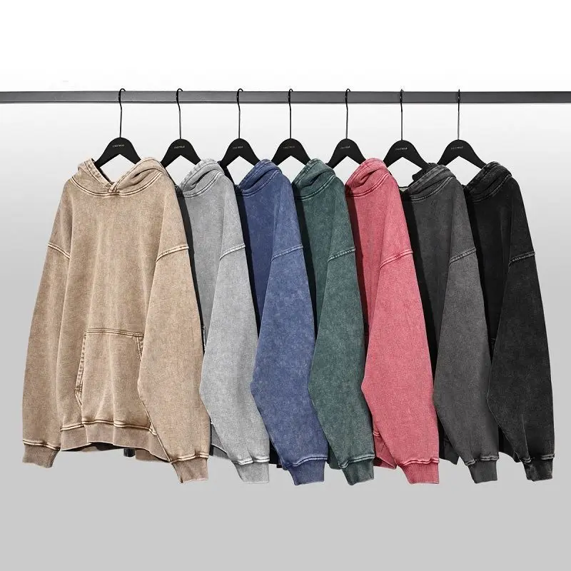 American Retro Heavyweight Sweatshirt for Men and Women Spring and Autumn Washed Vintage Oversize Loose Large Size Hooded Jacket