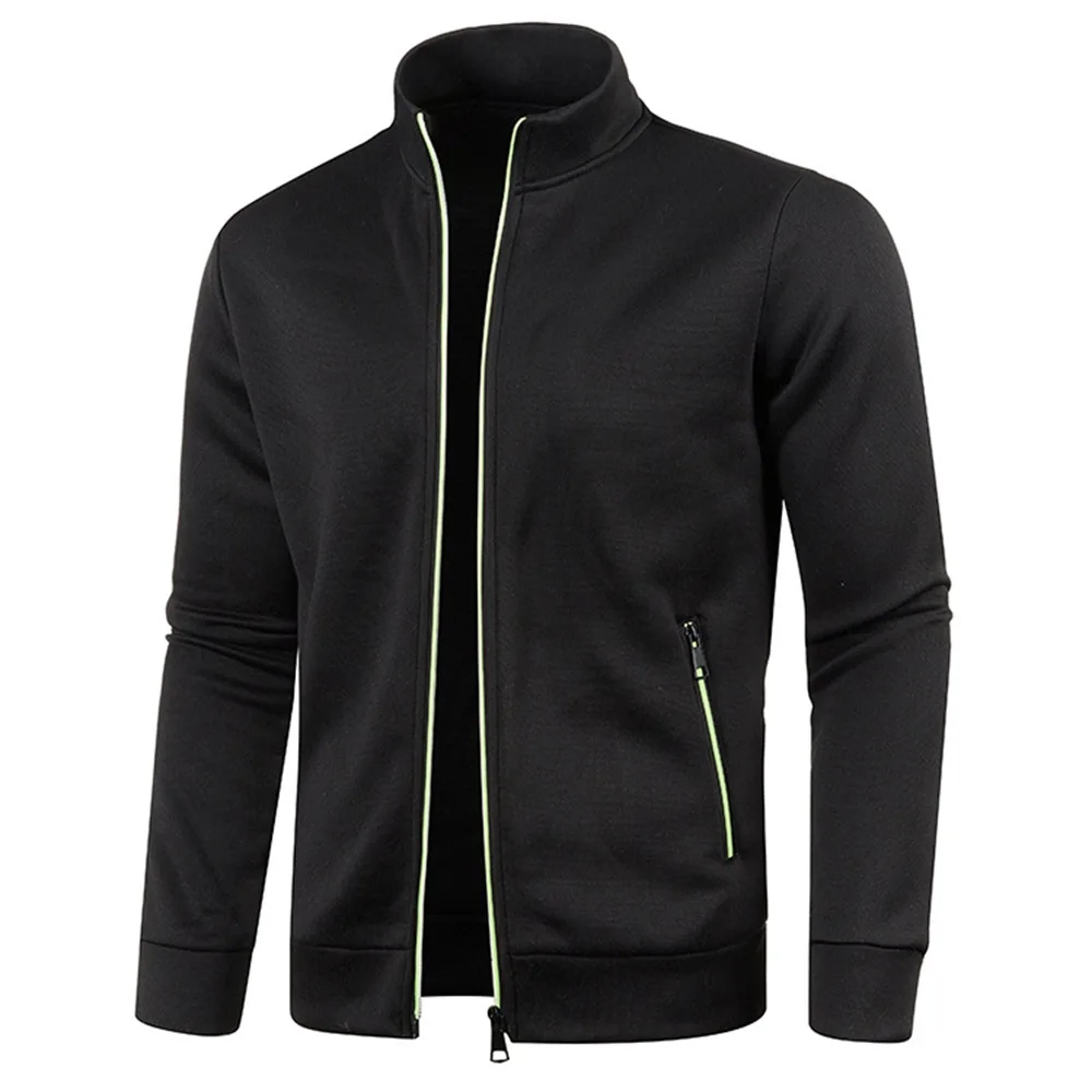Men Zipper Jackets Standing Collar Sweatshirt Outdoor Streetwear Casual Coat Long Sleeve Sweater Coats
