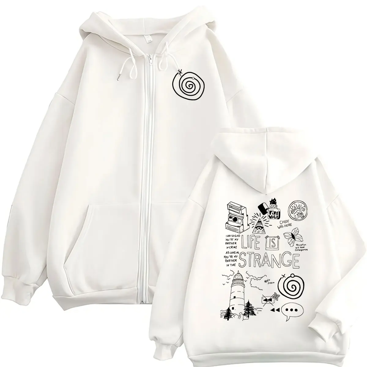 Game Life Is Strange Print Zipper Hoodie Men Women Long Sleeve Fashion Oversized Sweatshirt Loose Pullover Clothing Coats Hooded
