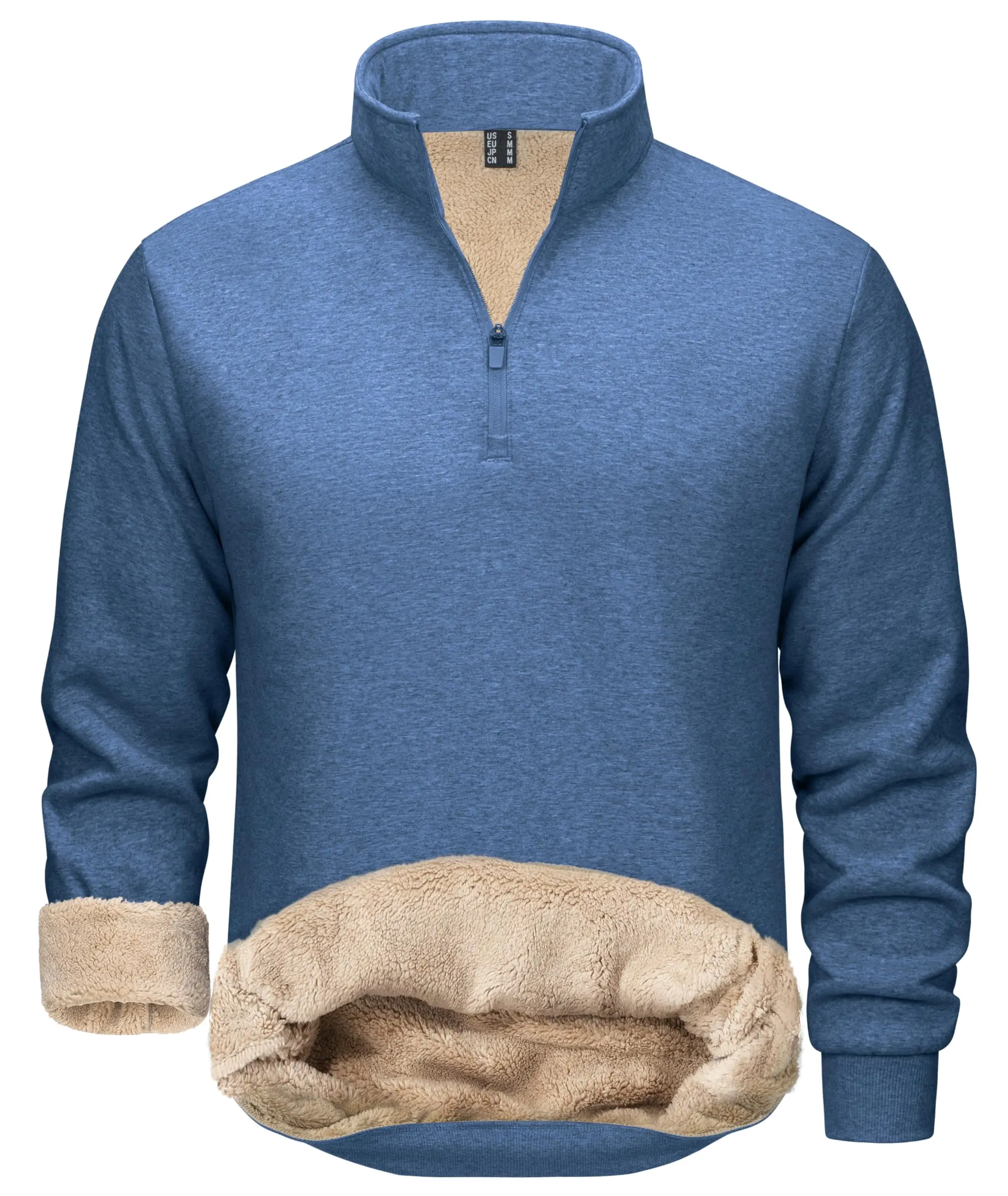 TACVASEN Mens Turtleneck Fleece Sweatshirts Casual Quarter Zip Sherpa Lined Sweatshirt Running Sports Hoodie Pullovers Tops Male