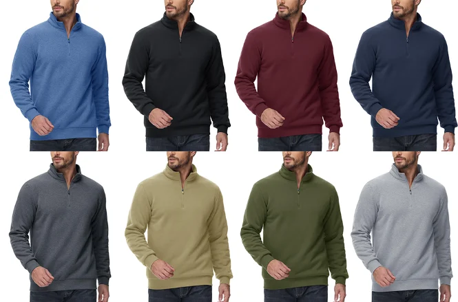 TACVASEN Mens Turtleneck Fleece Sweatshirts Casual Quarter Zip Sherpa Lined Sweatshirt Running Sports Hoodie Pullovers Tops Male