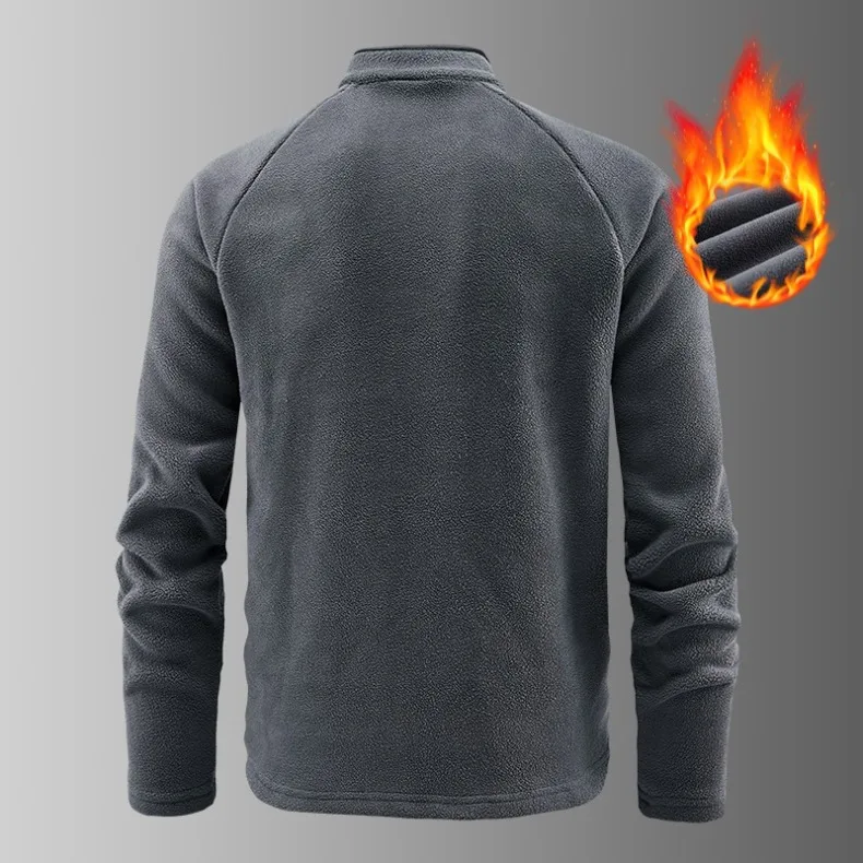 Autunm Winter Polar Fleece Sweatshirt for Men Thick Warm Stand Up Collar Half Zip Casual Base Layer Man Long Sleeve Sweater Man