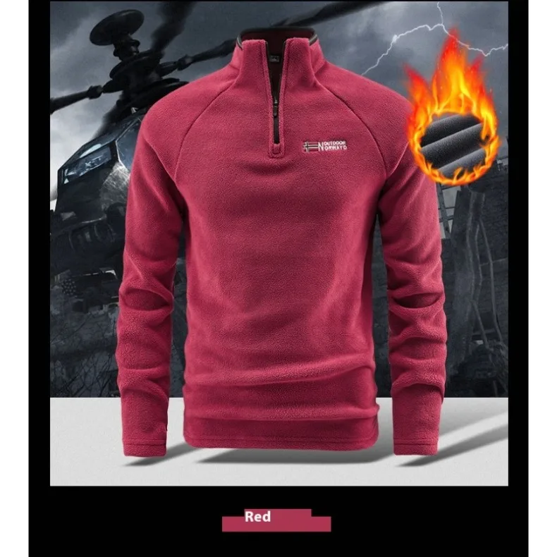 Autunm Winter Polar Fleece Sweatshirt for Men Thick Warm Stand Up Collar Half Zip Casual Base Layer Man Long Sleeve Sweater Man