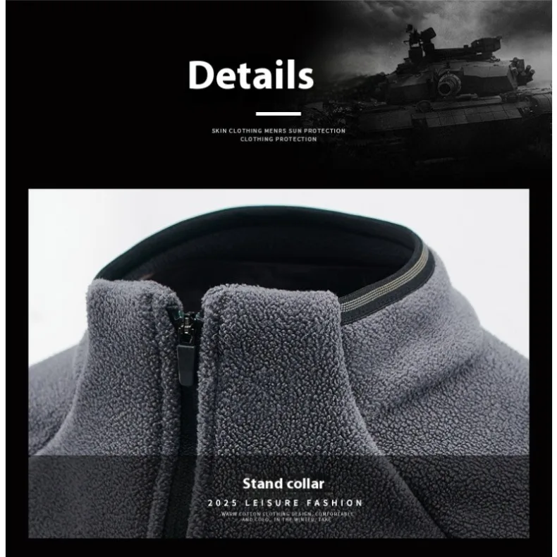Autunm Winter Polar Fleece Sweatshirt for Men Thick Warm Stand Up Collar Half Zip Casual Base Layer Man Long Sleeve Sweater Man
