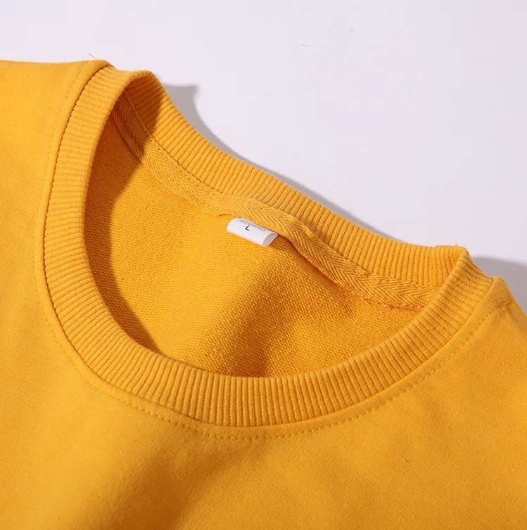 260g 100% Cotton Men's Hoodless Sweater Pullovers Sweatshirts Men Loose Solid Color Warm O Neck Tops Hip Hop Y2k Sweatshirt Tops