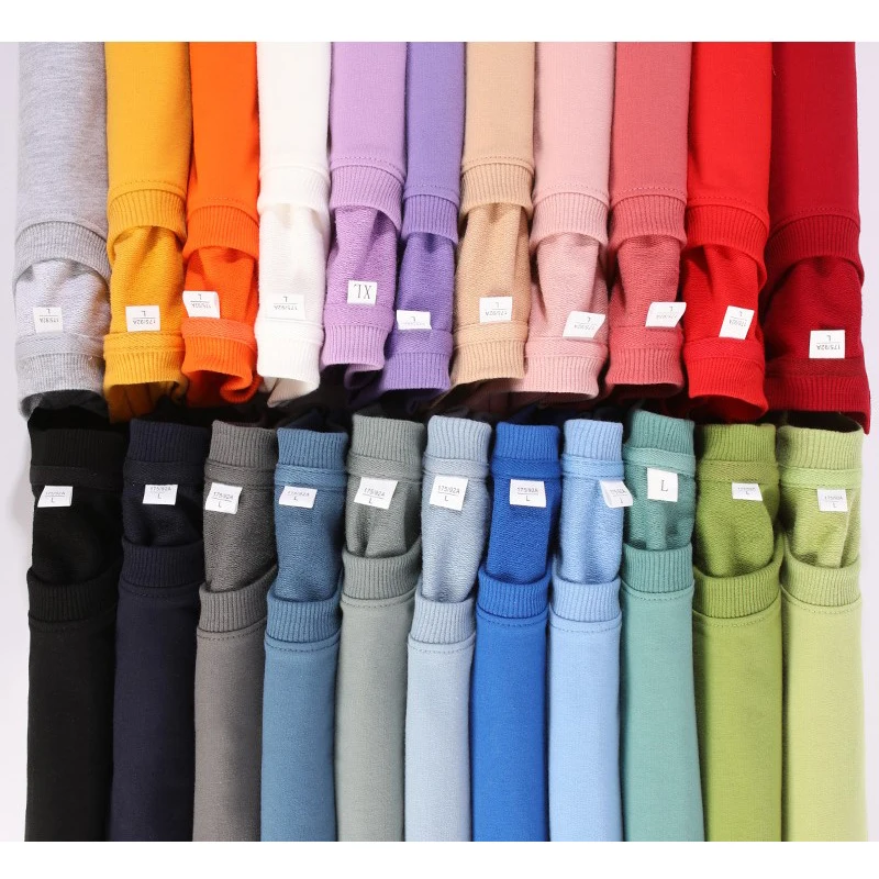 260g 100% Cotton Men's Hoodless Sweater Pullovers Sweatshirts Men Loose Solid Color Warm O Neck Tops Hip Hop Y2k Sweatshirt Tops