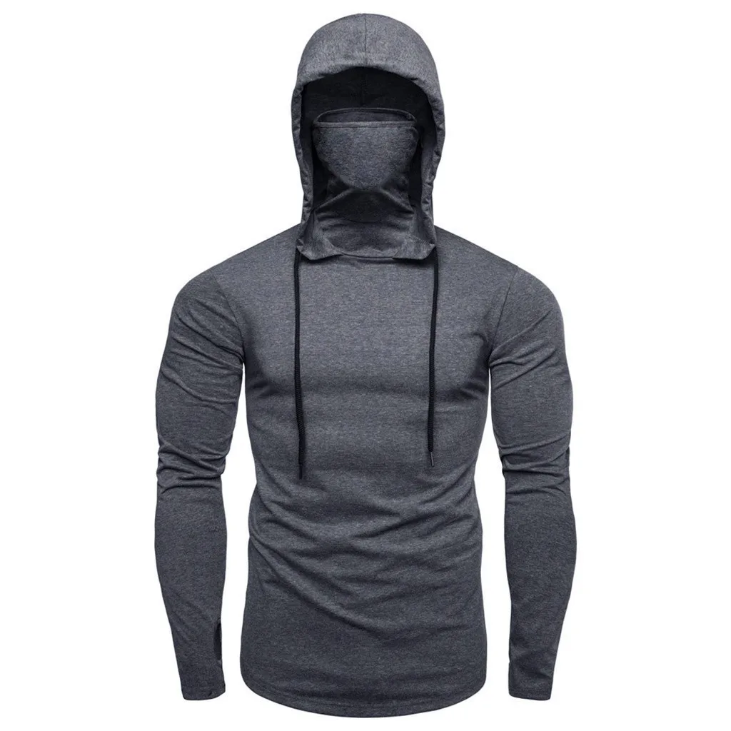 Ninja Mask Long Sleeved Hoodie Men Autumn Streetwear Large Open-forked Hip Hop Mens Sweatshirts Tops Gym Hooded Sudaderas Hombre
