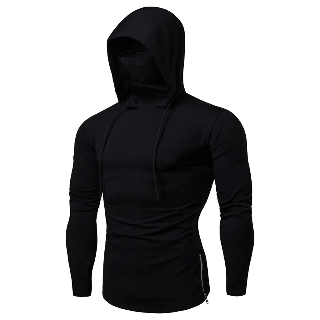 Ninja Mask Long Sleeved Hoodie Men Autumn Streetwear Large Open-forked Hip Hop Mens Sweatshirts Tops Gym Hooded Sudaderas Hombre