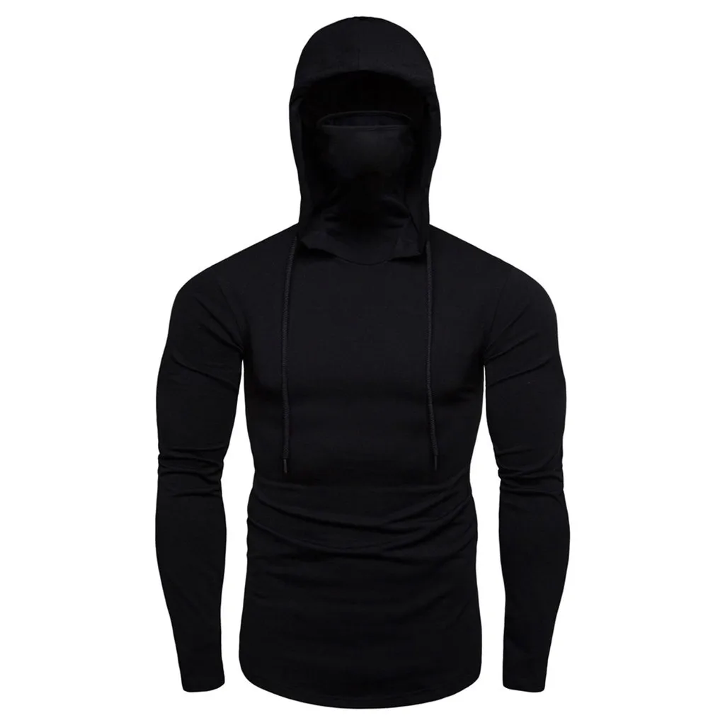 Ninja Mask Long Sleeved Hoodie Men Autumn Streetwear Large Open-forked Hip Hop Mens Sweatshirts Tops Gym Hooded Sudaderas Hombre