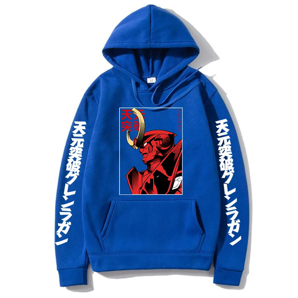 Anime Tengen Toppa Gurren Lagann Mecha Graphic Print Hoodie Men Loose Oversize Hoodies Vintage Manga Fashion Sweatshirt Pullover