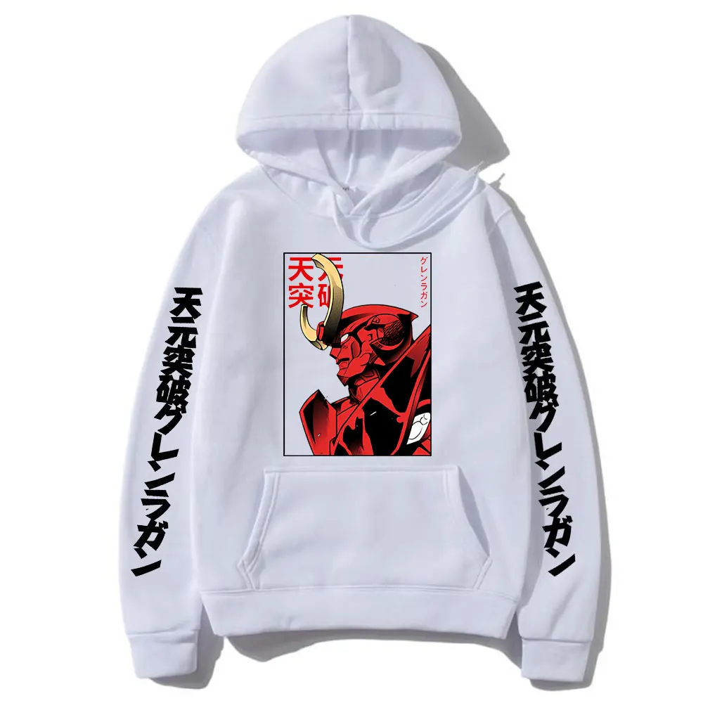 Anime Tengen Toppa Gurren Lagann Mecha Graphic Print Hoodie Men Loose Oversize Hoodies Vintage Manga Fashion Sweatshirt Pullover