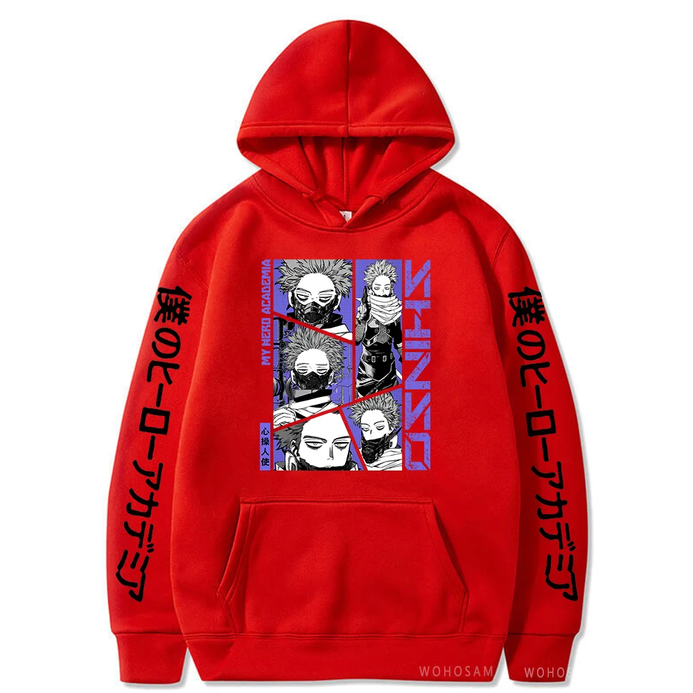 Anime My Hero Academia Hoodies Shinso Hitoshi Print Pullover Sweatshirts Harajuku Cartoon Style Crewneck Women Men Street Hoody