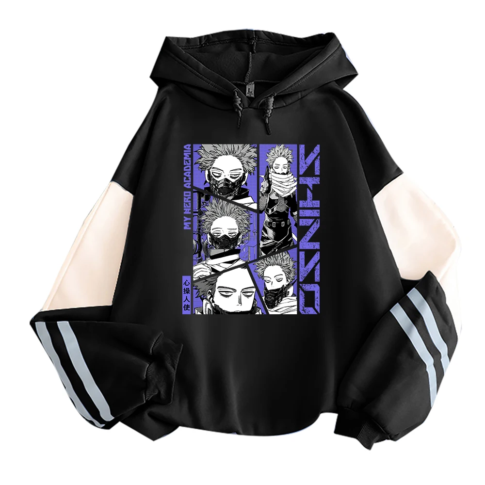 Anime My Hero Academia Hoodies Shinso Hitoshi Print Pullover Sweatshirts Harajuku Cartoon Style Crewneck Women Men Street Hoody