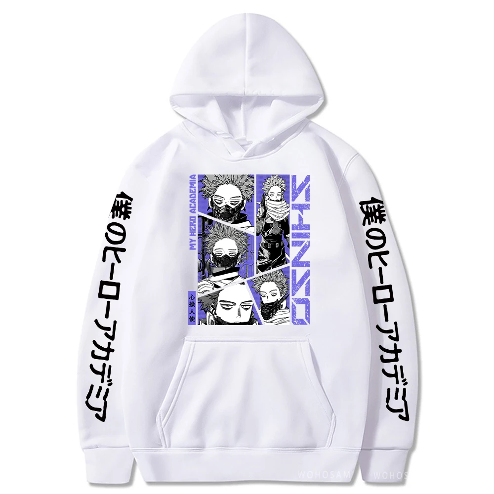 Anime My Hero Academia Hoodies Shinso Hitoshi Print Pullover Sweatshirts Harajuku Cartoon Style Crewneck Women Men Street Hoody