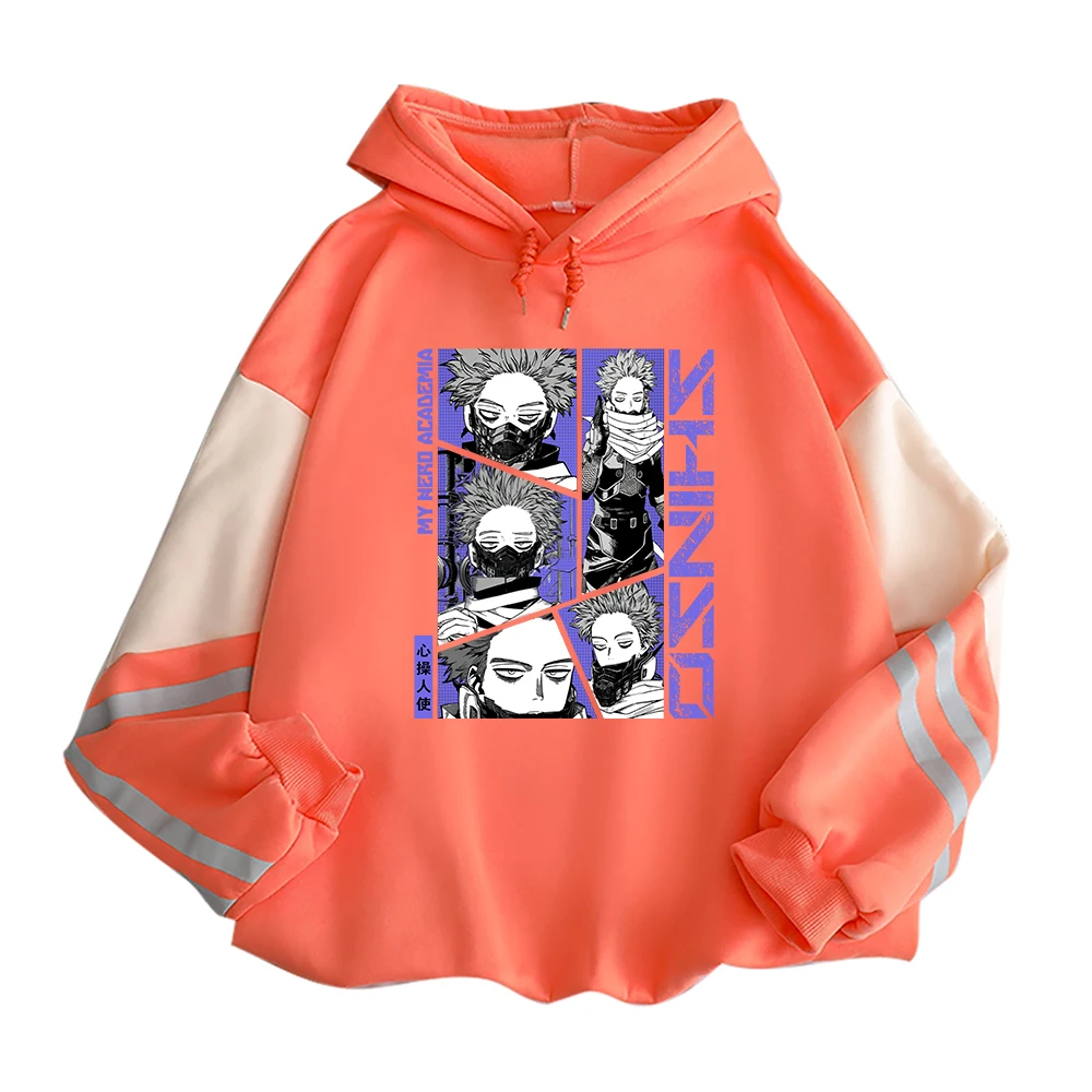 Anime My Hero Academia Hoodies Shinso Hitoshi Print Pullover Sweatshirts Harajuku Cartoon Style Crewneck Women Men Street Hoody