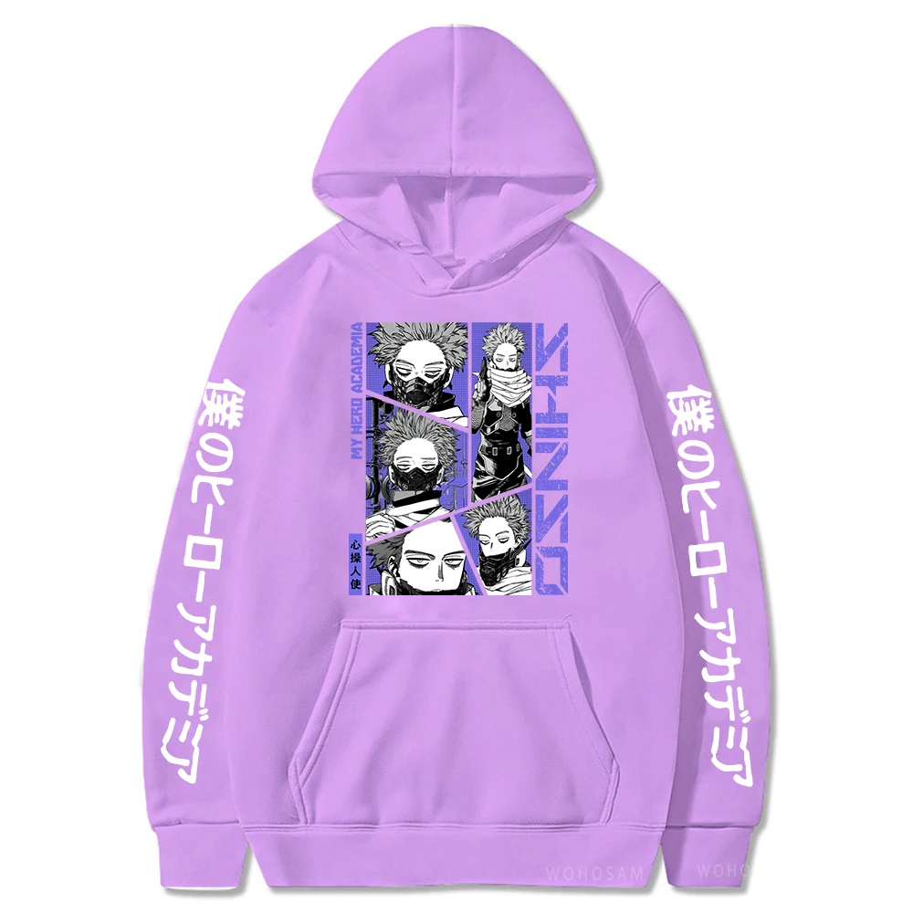 Anime My Hero Academia Hoodies Shinso Hitoshi Print Pullover Sweatshirts Harajuku Cartoon Style Crewneck Women Men Street Hoody