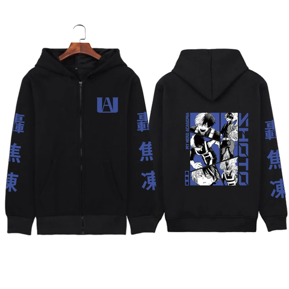 Funny Anime Kirishima Eijiro My Hero Academia Hoodie Zipper Fashion Streetwear Pullovers Loose Unisex Zip Up Jackets Outerwear