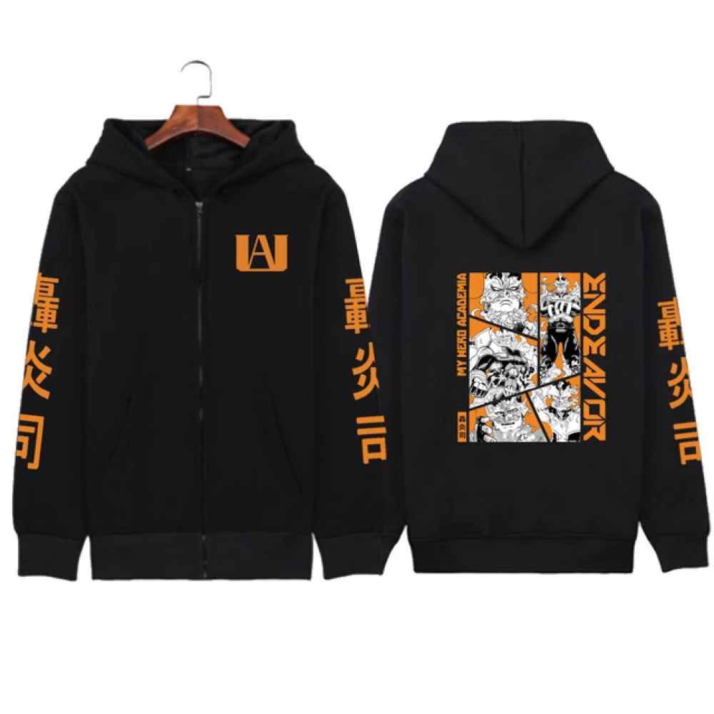 Funny Anime Kirishima Eijiro My Hero Academia Hoodie Zipper Fashion Streetwear Pullovers Loose Unisex Zip Up Jackets Outerwear