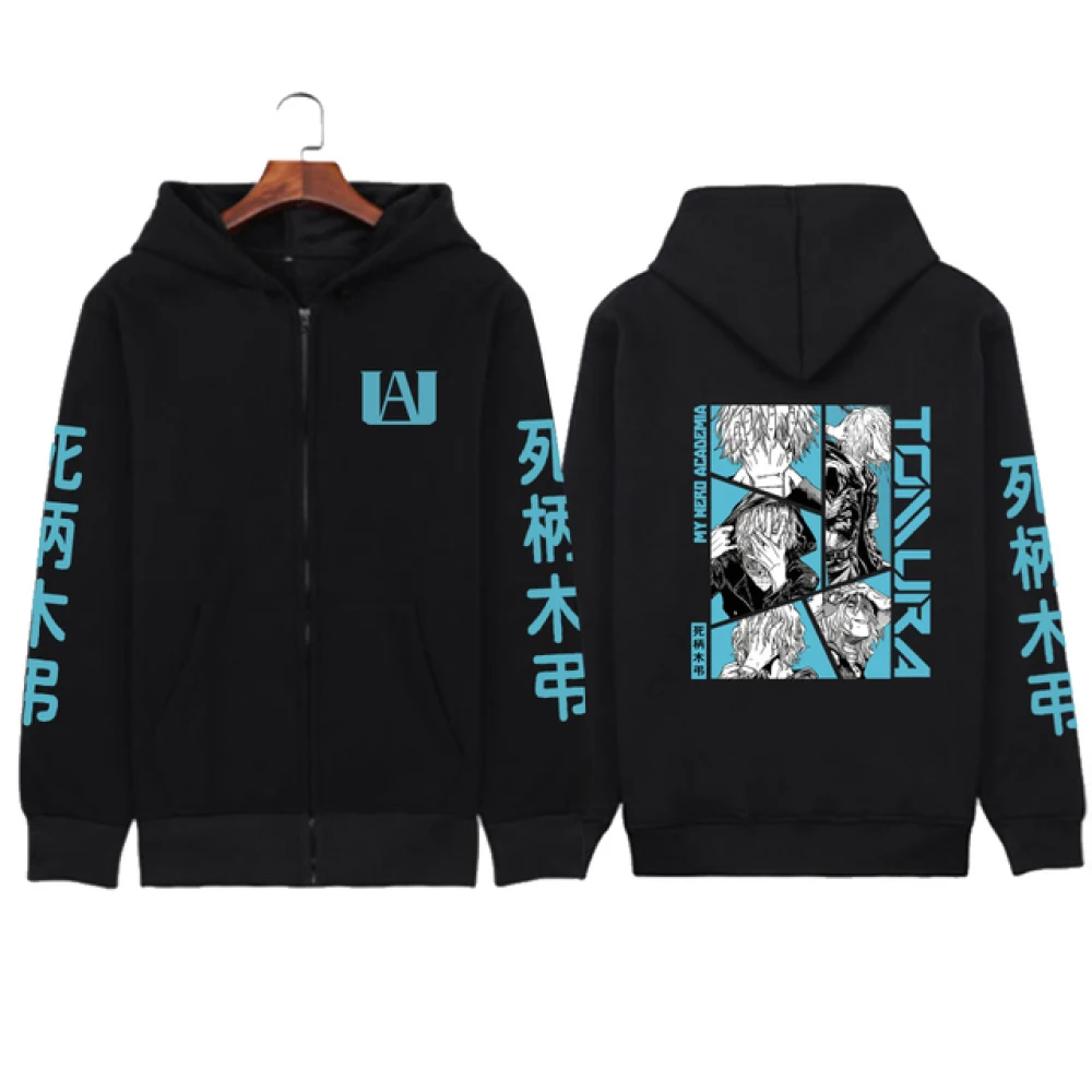Funny Anime Kirishima Eijiro My Hero Academia Hoodie Zipper Fashion Streetwear Pullovers Loose Unisex Zip Up Jackets Outerwear