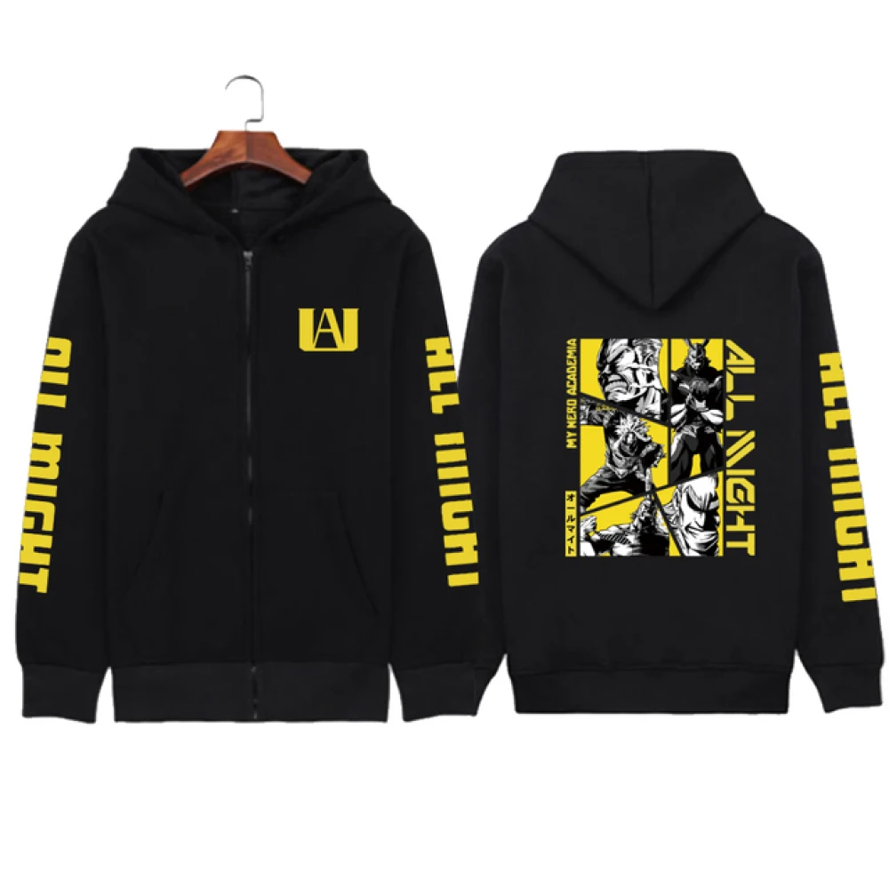 Funny Anime Kirishima Eijiro My Hero Academia Hoodie Zipper Fashion Streetwear Pullovers Loose Unisex Zip Up Jackets Outerwear