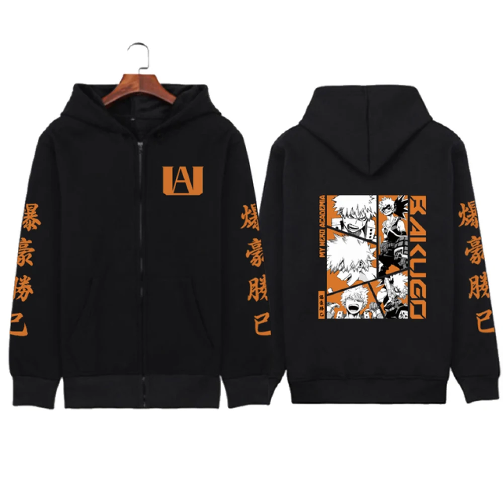 Funny Anime Kirishima Eijiro My Hero Academia Hoodie Zipper Fashion Streetwear Pullovers Loose Unisex Zip Up Jackets Outerwear