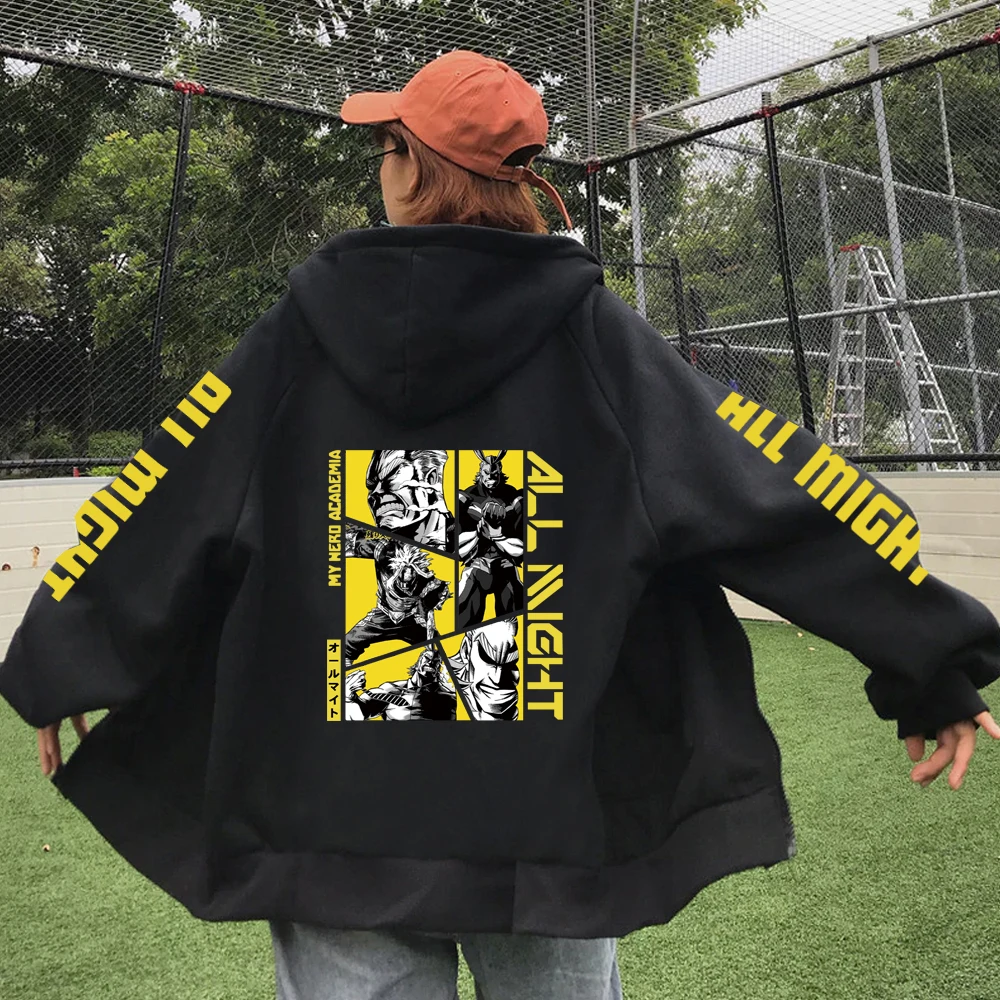 Funny Anime Kirishima Eijiro My Hero Academia Hoodie Zipper Fashion Streetwear Pullovers Loose Unisex Zip Up Jackets Outerwear