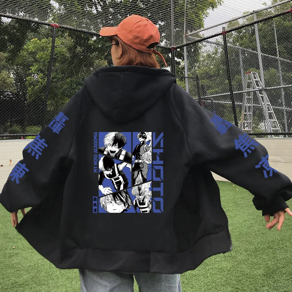 Funny Anime Kirishima Eijiro My Hero Academia Hoodie Zipper Fashion Streetwear Pullovers Loose Unisex Zip Up Jackets Outerwear
