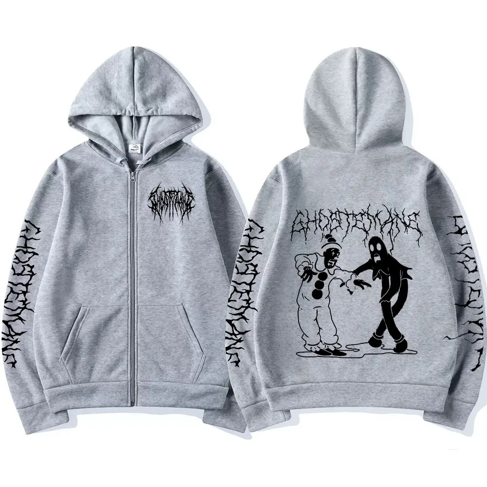 Limited Ghostemane Zipper Hoodie Graphic Print Hoodies Metal Rock Gothic Zip Up Hooded Sweatshirts Harajuku Streetwear Coats