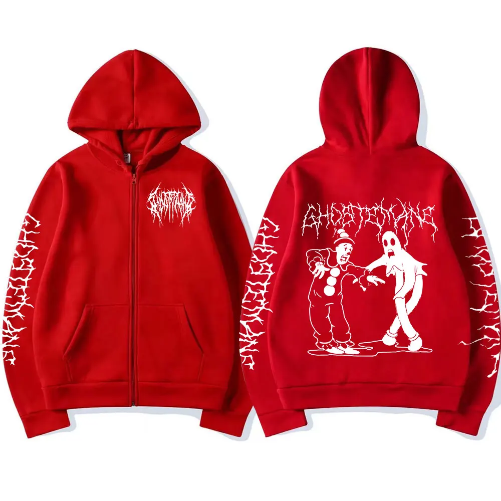Limited Ghostemane Zipper Hoodie Graphic Print Hoodies Metal Rock Gothic Zip Up Hooded Sweatshirts Harajuku Streetwear Coats