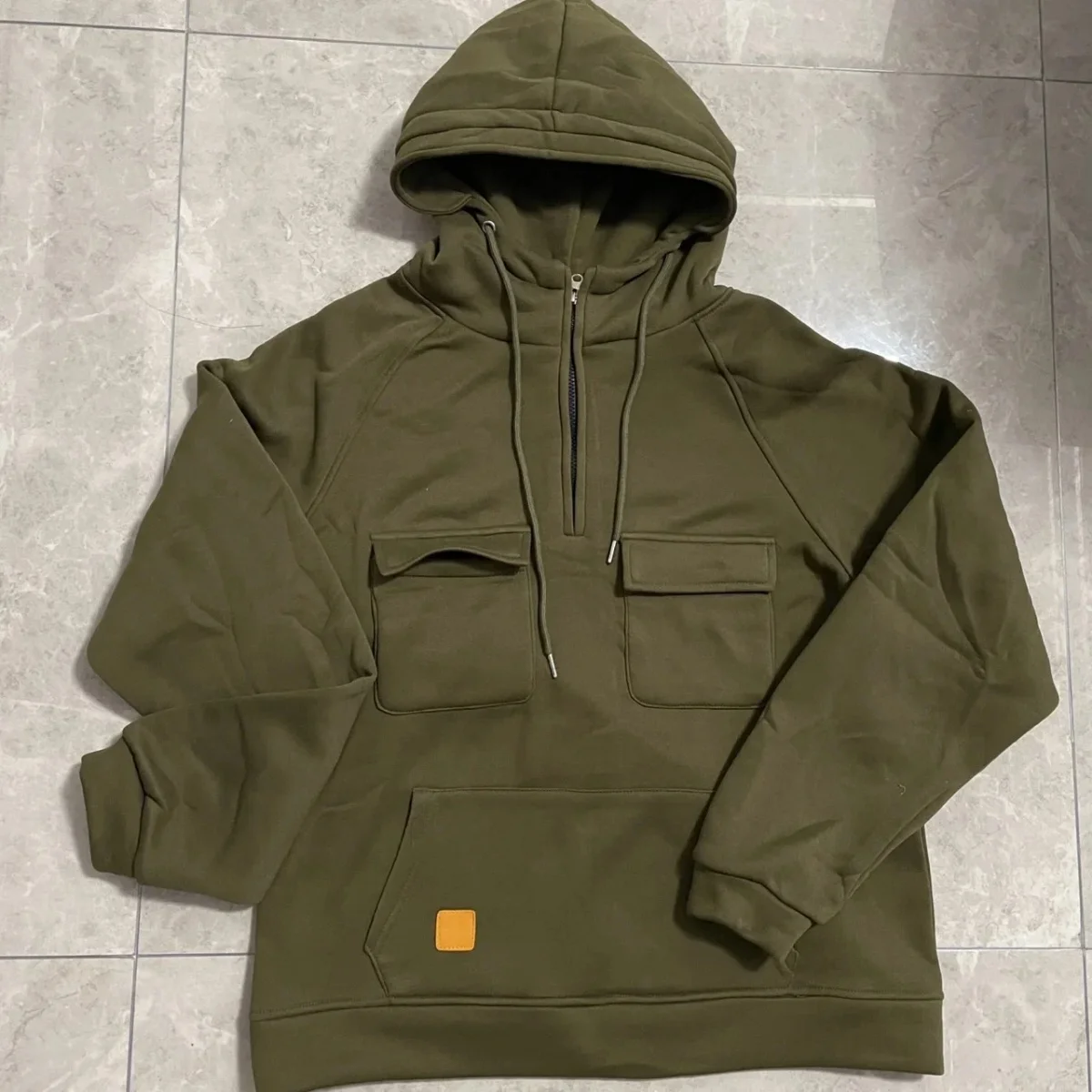 Men's Casual Sports Hooded Sweatshirt New Style Outdoor Thick Fashionable Loose Long-Sleeved Pullover with Multiple Pockets
