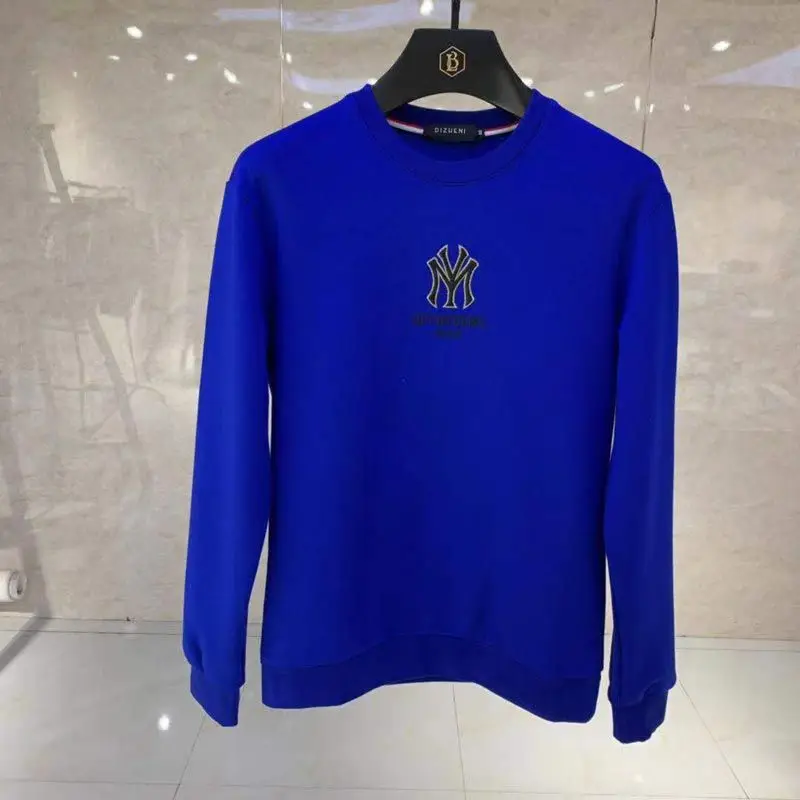 Handsome Men's Hoodies Simple Brand Logo Embroidery New Autumn Korean Design Pullover Casual Cotton Young O-Neck Sweater
