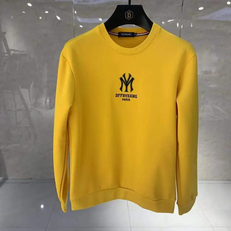 Handsome Men's Hoodies Simple Brand Logo Embroidery New Autumn Korean Design Pullover Casual Cotton Young O-Neck Sweater