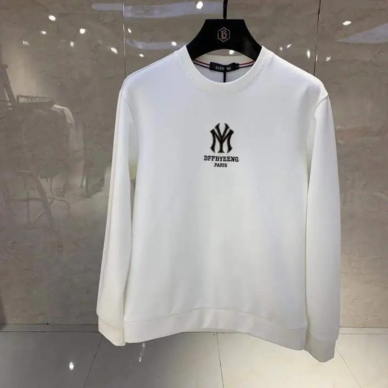 Handsome Men's Hoodies Simple Brand Logo Embroidery New Autumn Korean Design Pullover Casual Cotton Young O-Neck Sweater