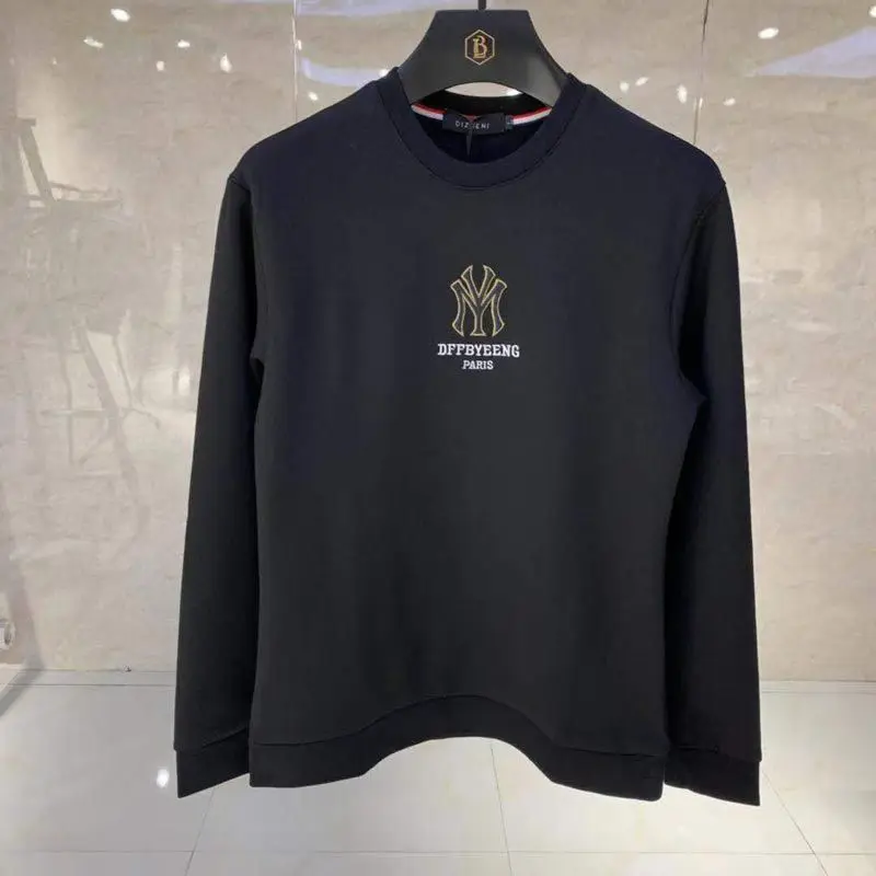 Handsome Men's Hoodies Simple Brand Logo Embroidery New Autumn Korean Design Pullover Casual Cotton Young O-Neck Sweater