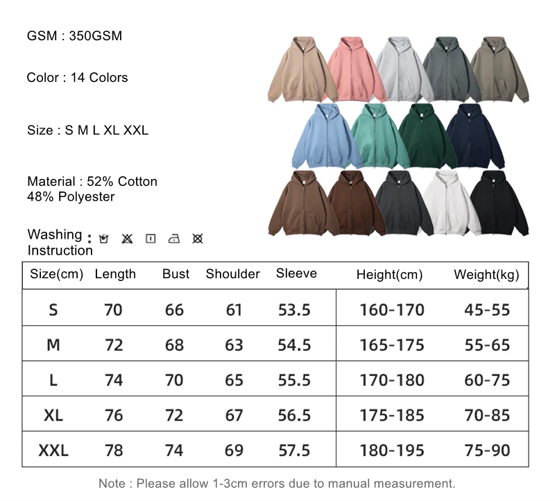 ZODF New Men Double Headed Zipper Fleece Hoodies Unisex Loose Basic Solid Warm Hooded Sweatshirts Coats For Winter HY0633