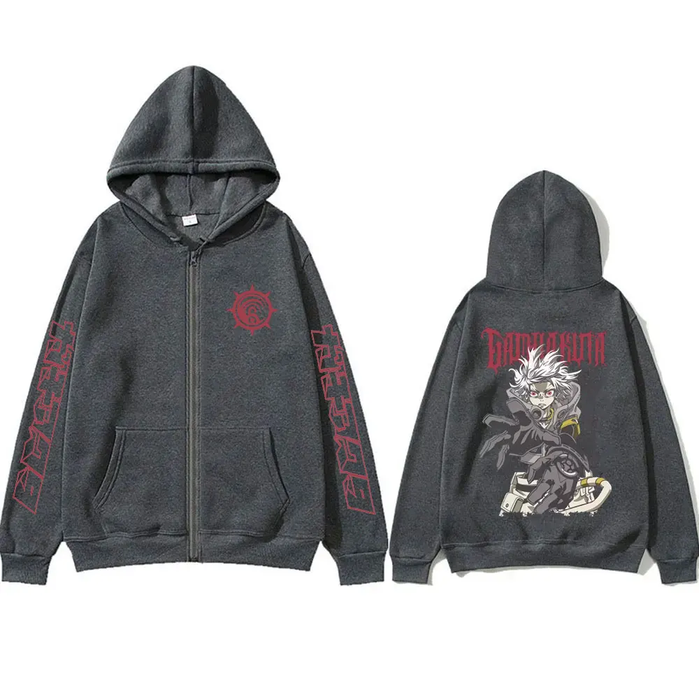 Anime Gachiakuta Rudo Graphic Zipper Hoodie Men Women Casual Oversized Zip Up Jacket Coat Male Cartoon Manga Cosplay Streetwear