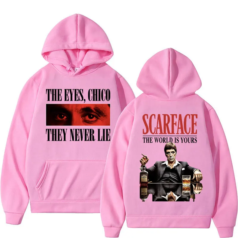 Tony Montana Scarface Vintage Style Hoodie The World Is Yours Men's Hip Hop Harajuku Hoodie Oversized Fleece Fashion Pullovers