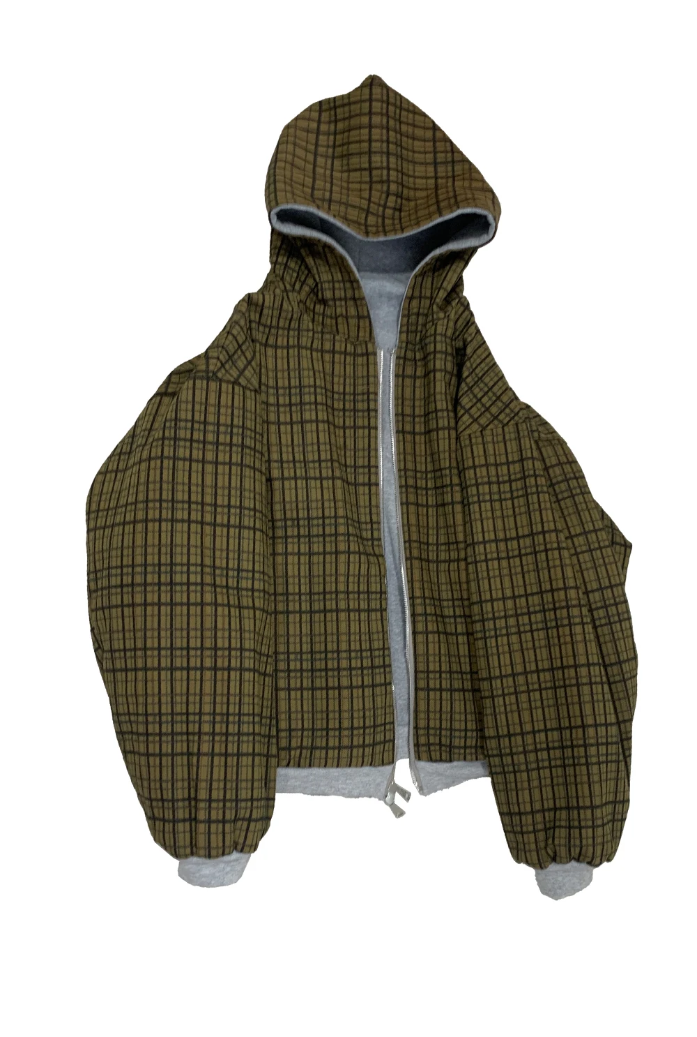 Mauroicardi Autumn Oversized Reversible Hoodies Men Loose Casual Luxury Designer Clothes Hoodie with Plaid Lining Sweatshirt