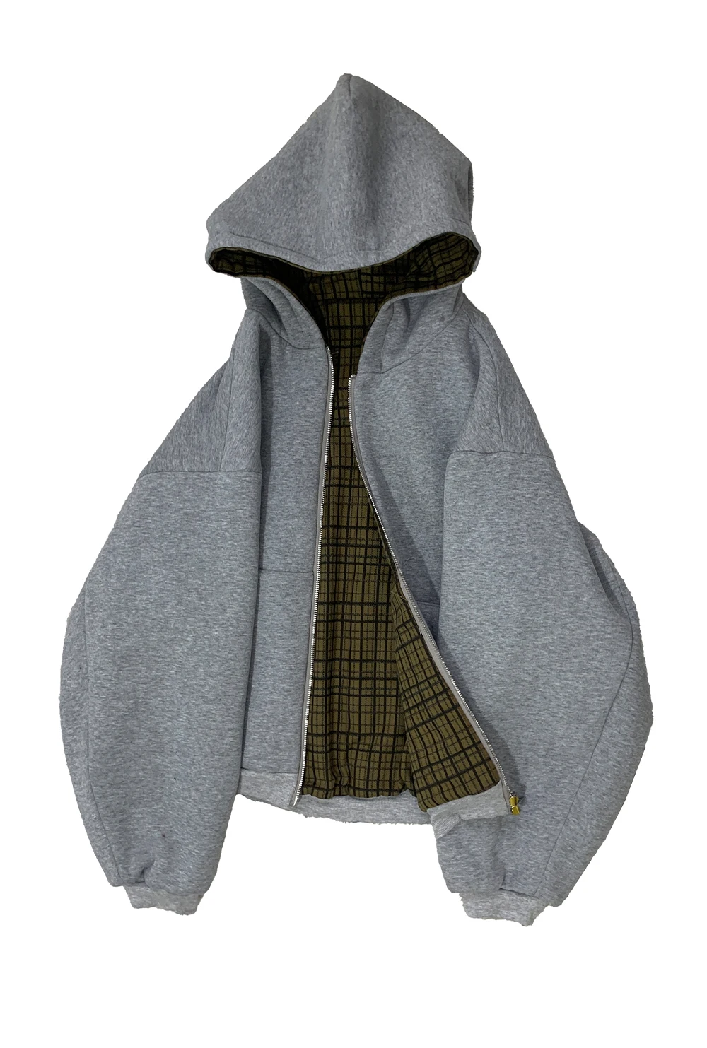 Mauroicardi Autumn Oversized Reversible Hoodies Men Loose Casual Luxury Designer Clothes Hoodie with Plaid Lining Sweatshirt