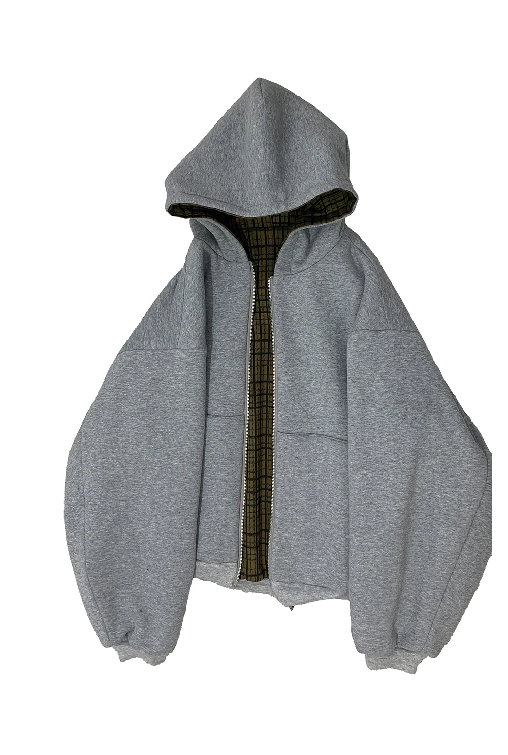 Mauroicardi Autumn Oversized Reversible Hoodies Men Loose Casual Luxury Designer Clothes Hoodie with Plaid Lining Sweatshirt