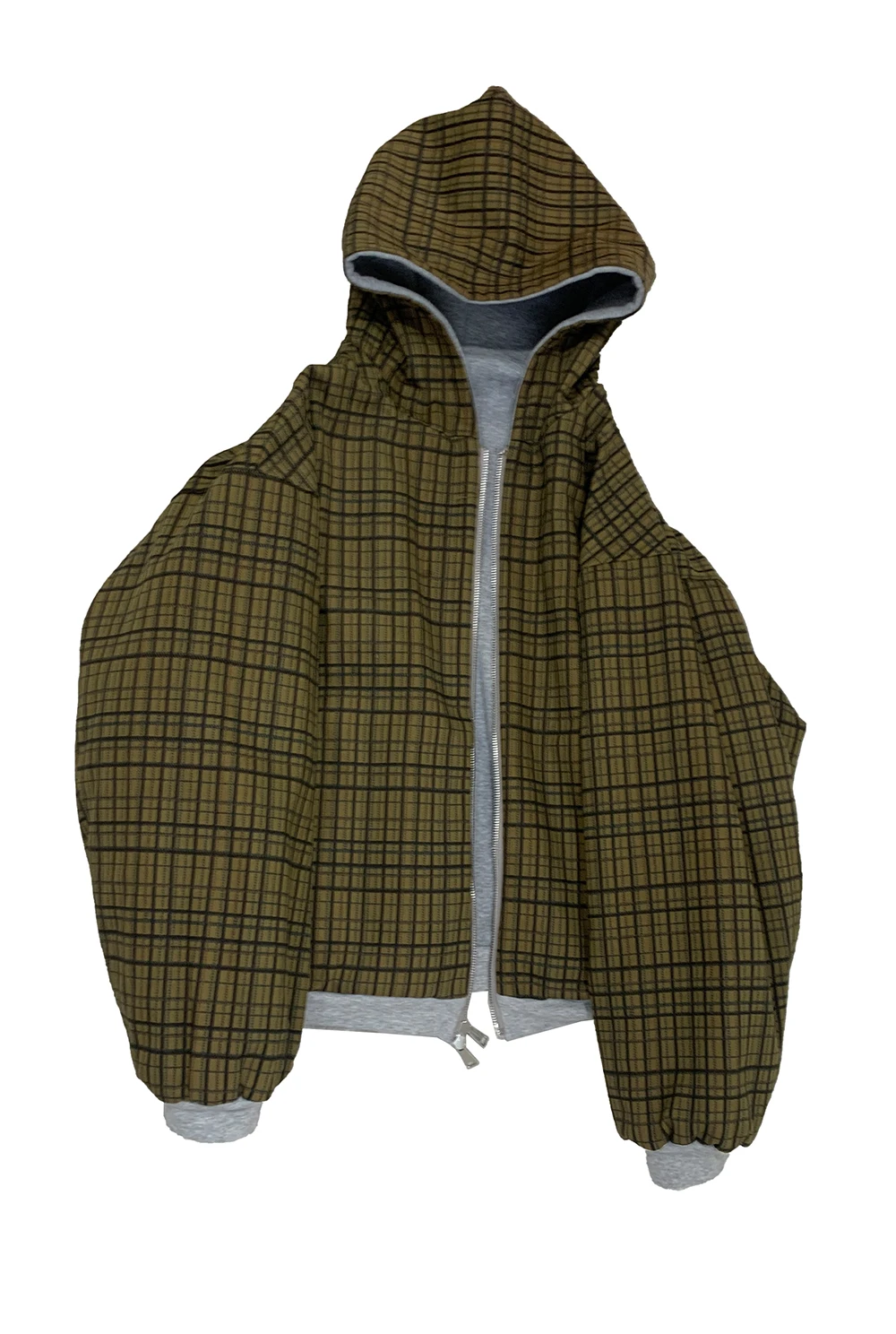 Mauroicardi Autumn Oversized Reversible Hoodies Men Loose Casual Luxury Designer Clothes Hoodie with Plaid Lining Sweatshirt
