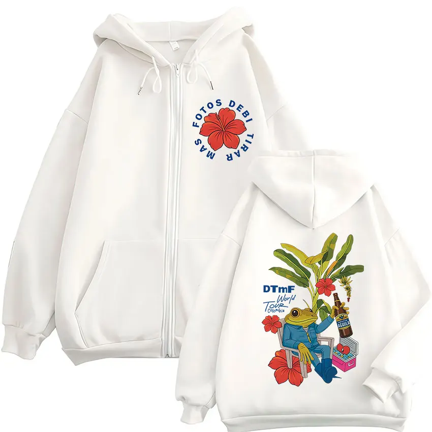 Rapper Bad Bunny Debi Tirar Mas Fotos DTMF 2026 Tour Zipper Hoodies Men Women Fashion Zip Up Hooded Sweatshirts Jackets Coats