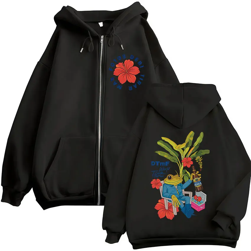 Rapper Bad Bunny Debi Tirar Mas Fotos DTMF 2026 Tour Zipper Hoodies Men Women Fashion Zip Up Hooded Sweatshirts Jackets Coats