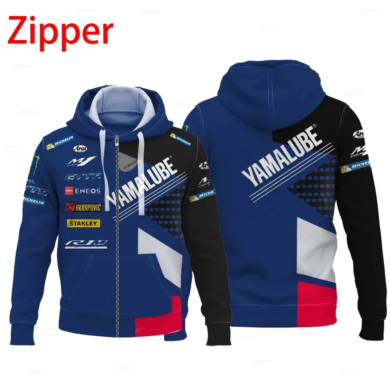 M1 Yamaha men's new fashionable printed riding jacket motorcycle hooded shirt Yamaha racing suit hooded zipper fashion top