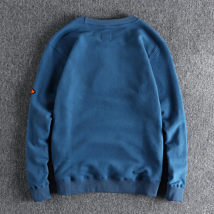 Spring American Retro Sleeve Applique Badge Sweatshirts Men's Fashion 100% Cotton Washed Hoodies Casual High Quality Pullovers