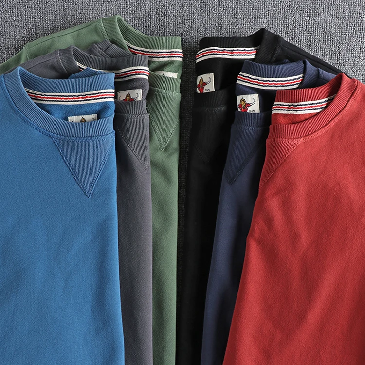 Spring American Retro Sleeve Applique Badge Sweatshirts Men's Fashion 100% Cotton Washed Hoodies Casual High Quality Pullovers