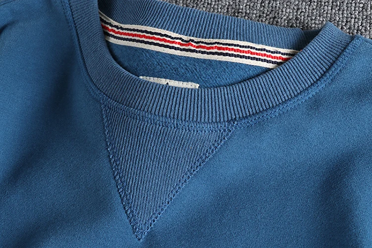 Spring American Retro Sleeve Applique Badge Sweatshirts Men's Fashion 100% Cotton Washed Hoodies Casual High Quality Pullovers